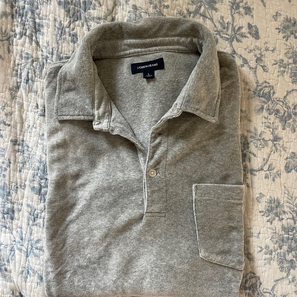J. Crew Gray Terry Cloth Polo